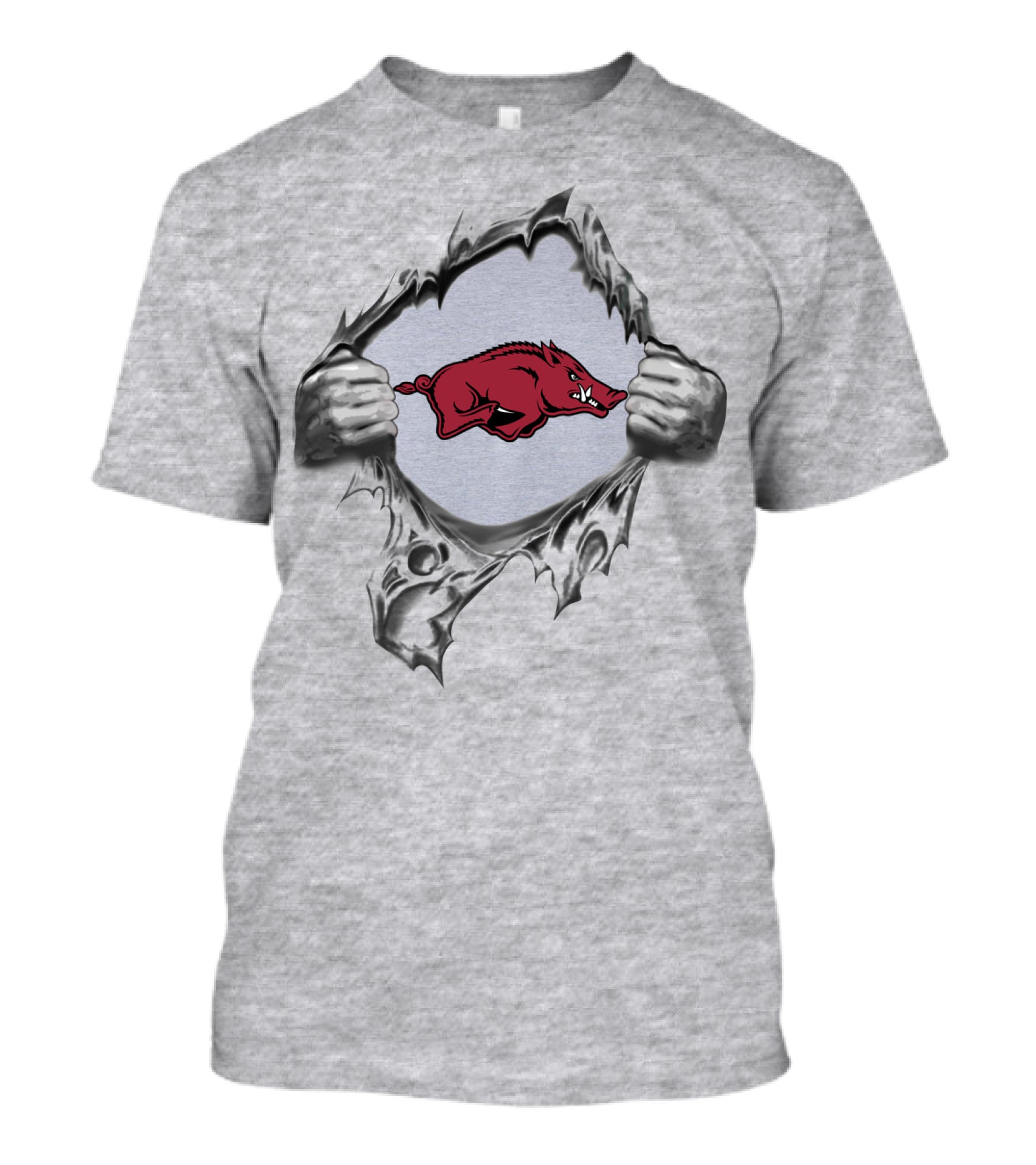 Arkansas Razorbacks Ripped Metal Hands T-Shirt