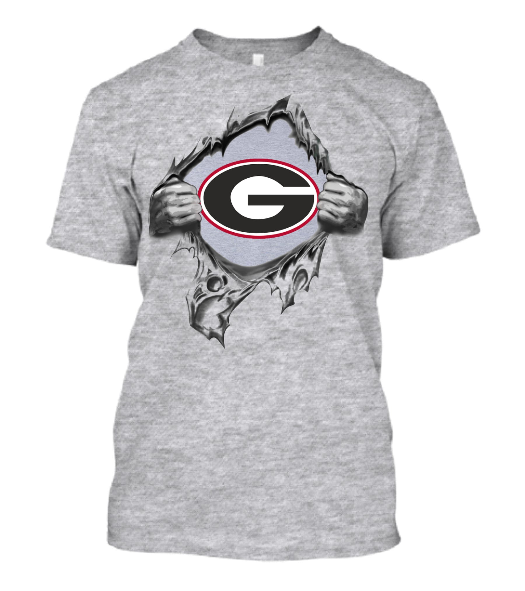 Georgia Bulldogs G Logo Peeking Through Torn Fabric T-Shirt