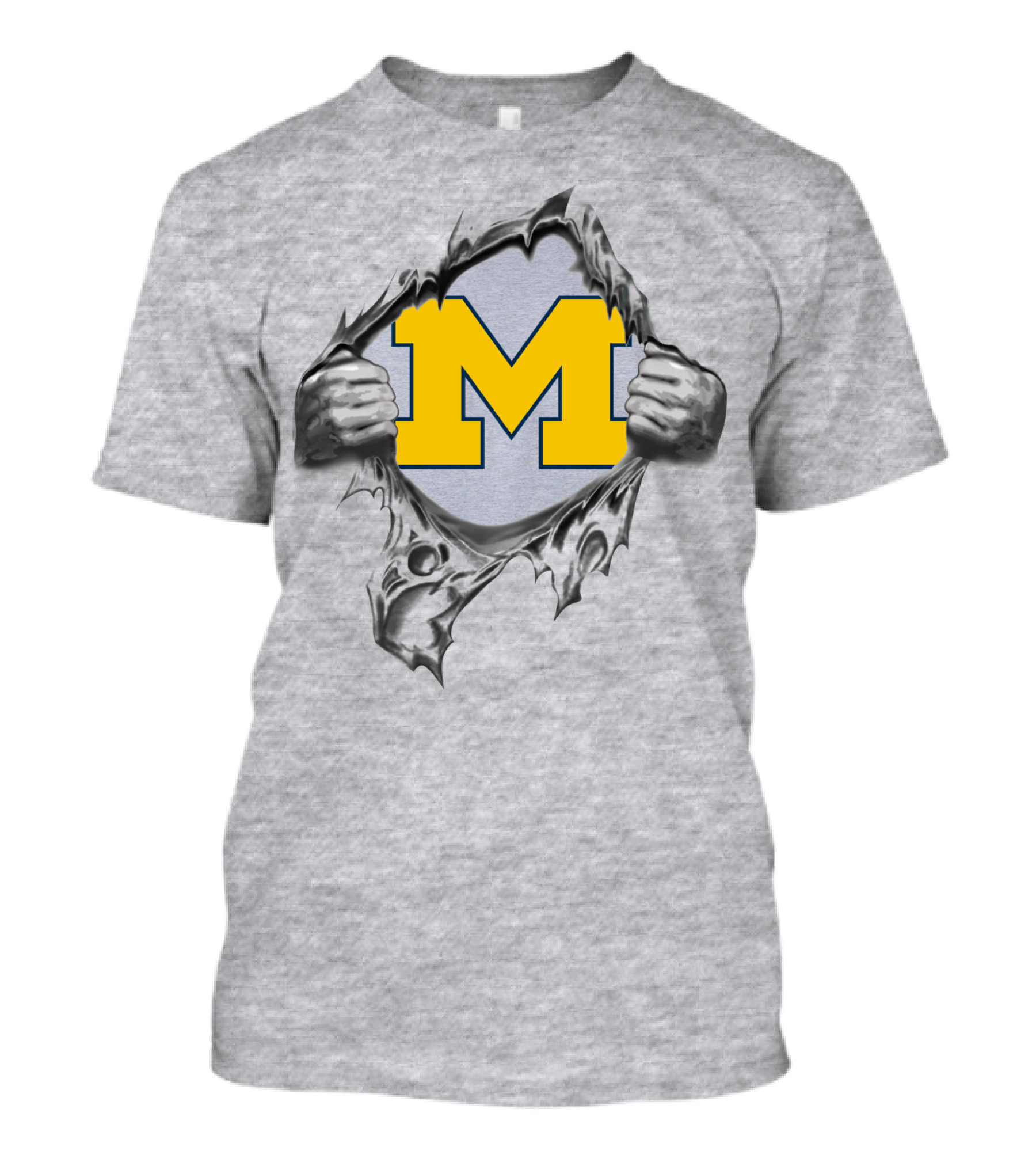 Michigan Wolverines M Logo Ripped Steel T-Shirt