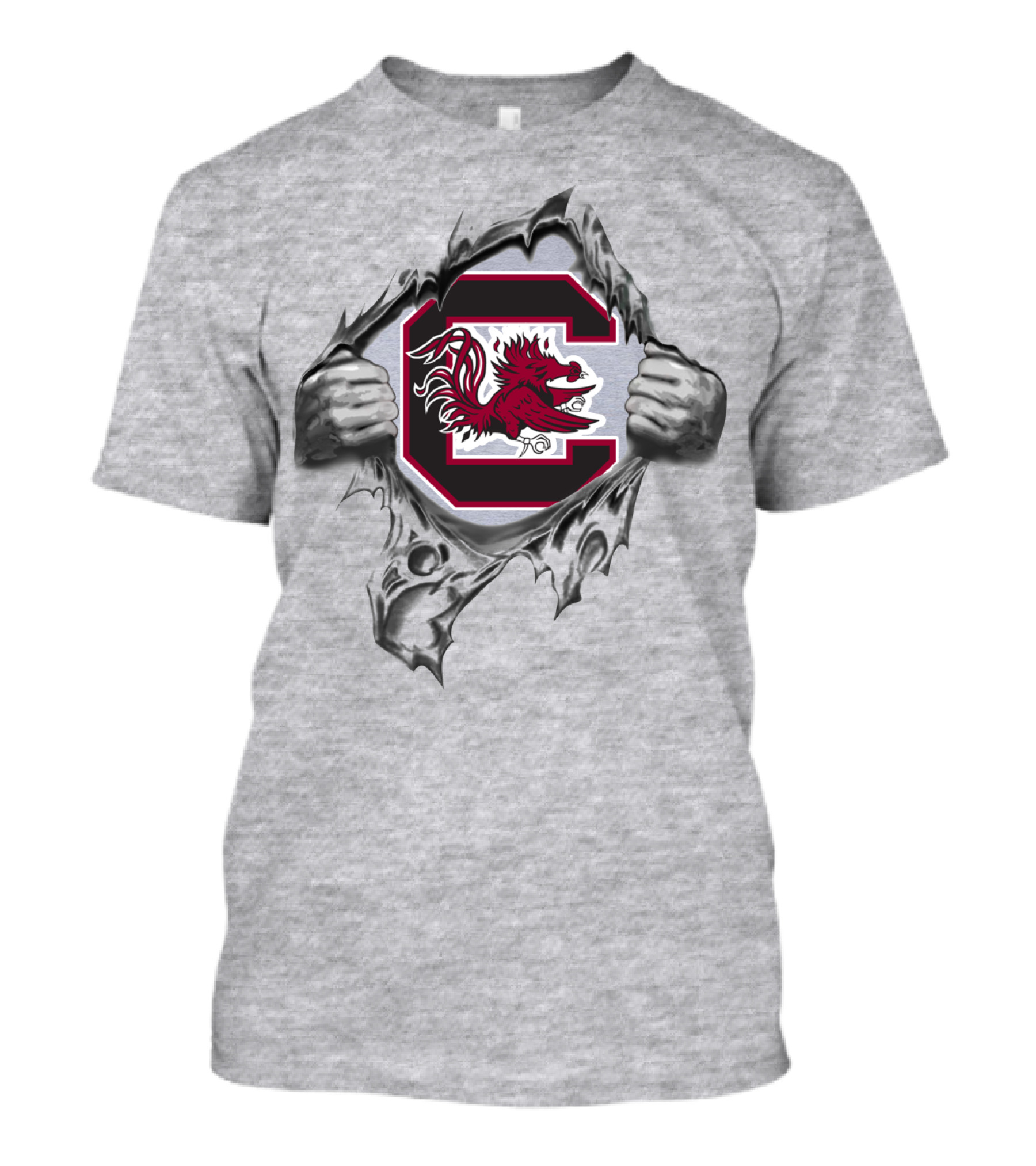 South Carolina Gamecocks C Logo Rooster Emblem Tear Effect T-Shirt