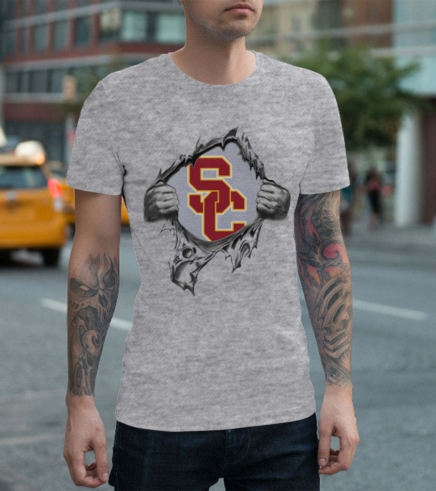Sc Usc Trojans Ripped Skin T-Shirt