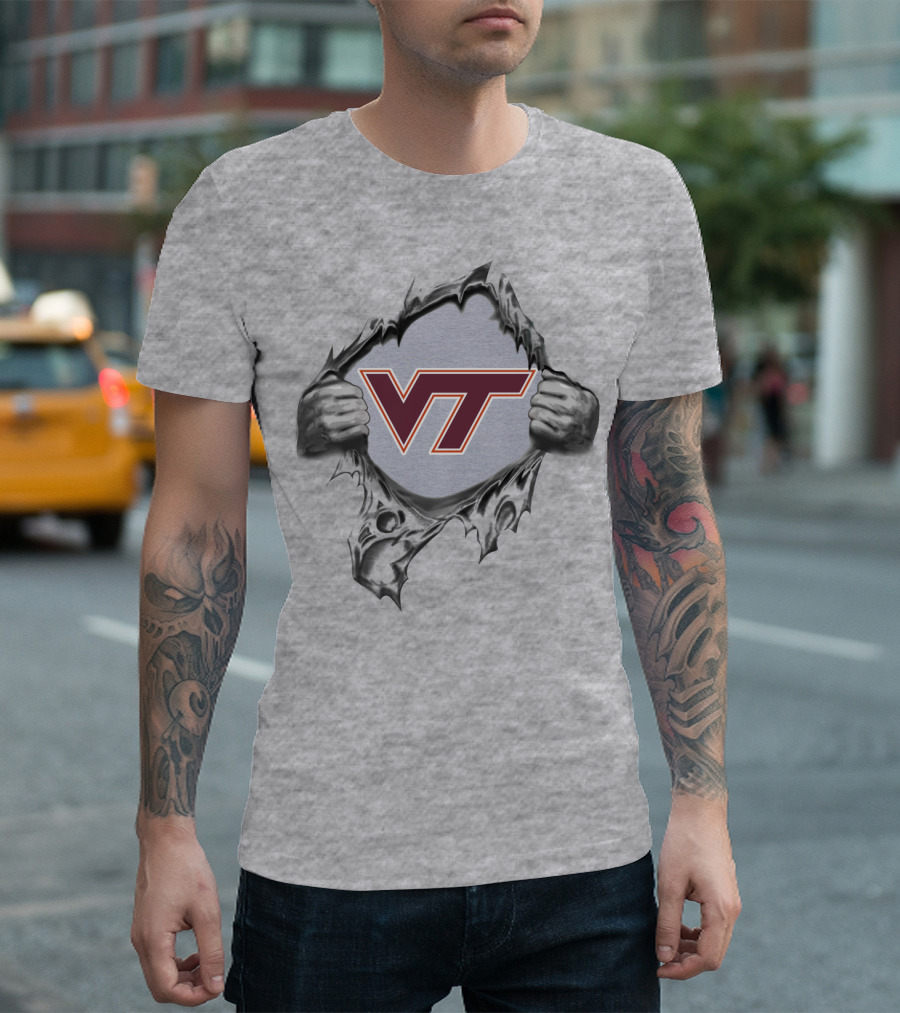 Vt Logo Breaking Through Virginia Tech Hokies T-Shirt