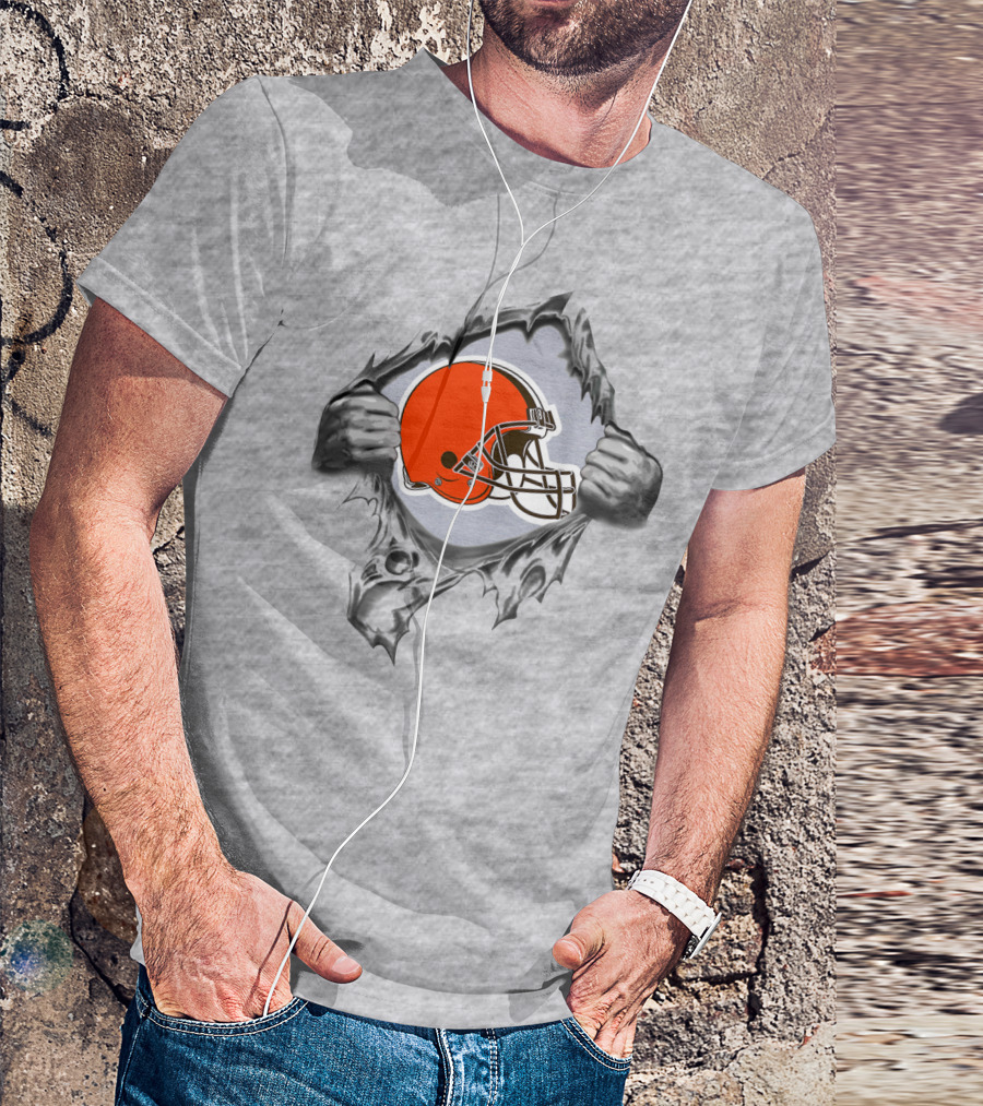 Cleveland Browns Helmet Burst Through T-Shirt