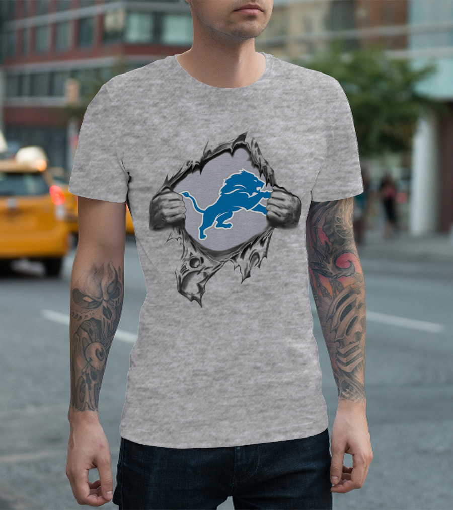 Detroit Lions Logo Ripped Reveal T-Shirt