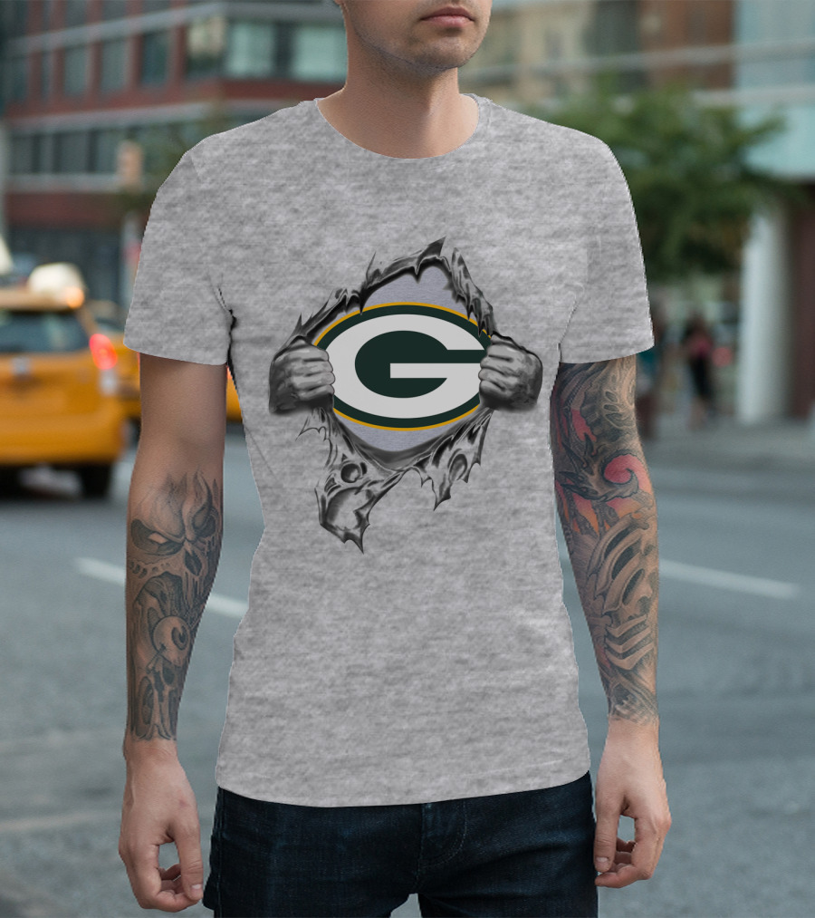 Green Bay Packers G Logo Ripping Through T-Shirt