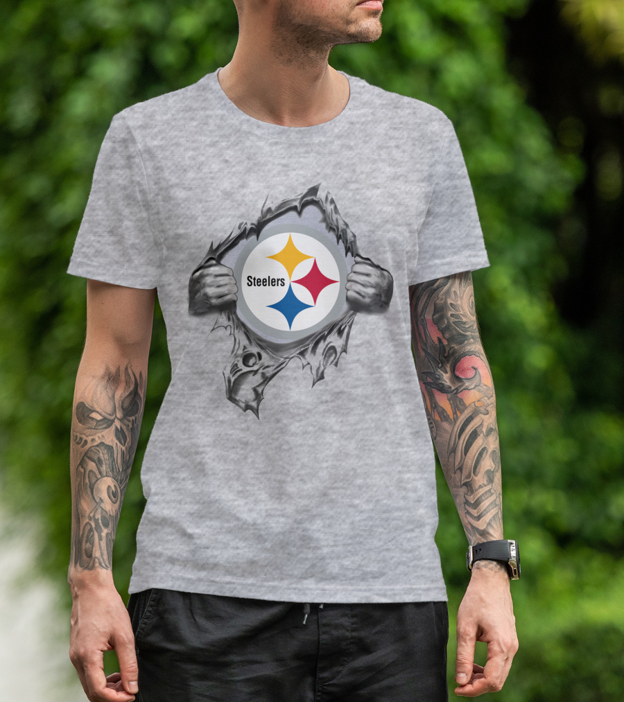 Pittsburgh Steelers Logo With Tearing Hands T-Shirt