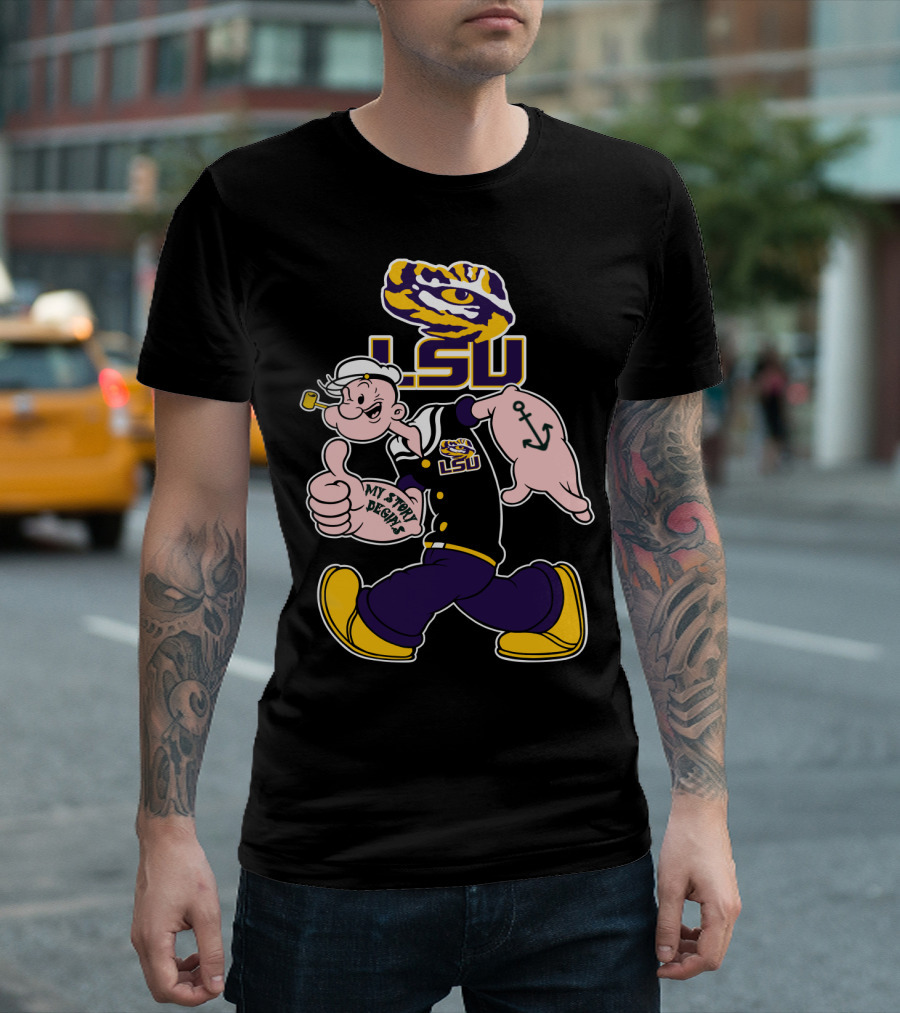 Lsu Tigers My Story Begins Popeye Character Anchors T-Shirt