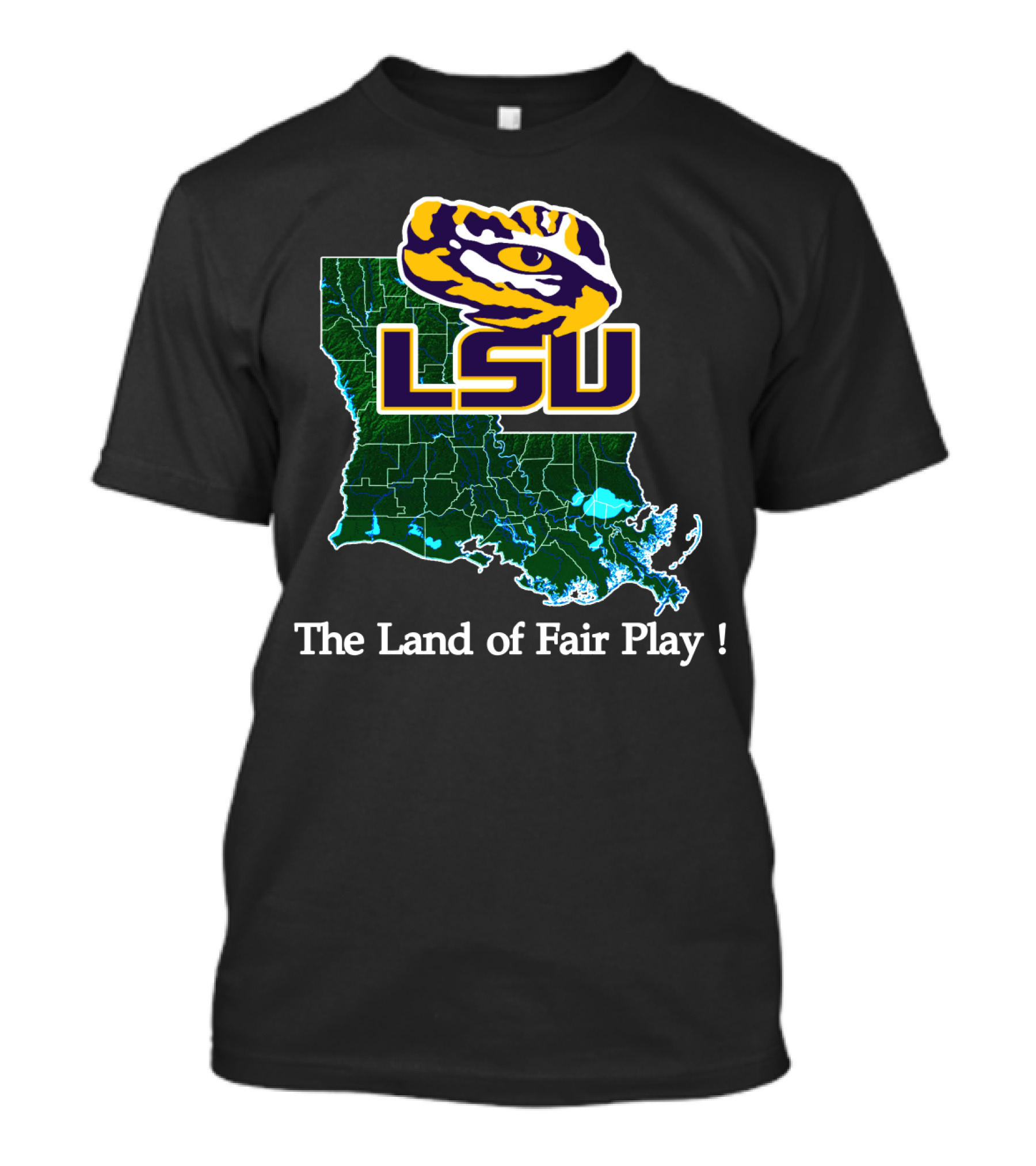 Lsu Tigers The Land Of Fair Play Map T-Shirt