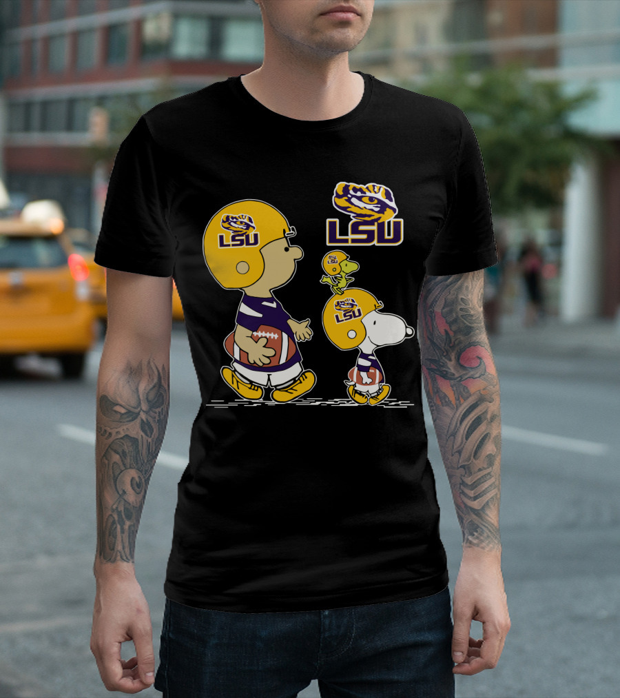 Lsu Tigers Football Peanuts Characters In Helmets T-Shirt
