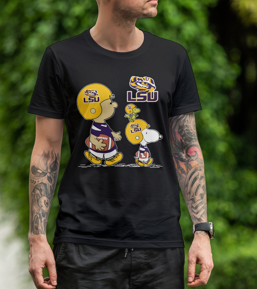 Lsu Tigers Football Peanuts Characters In Helmets T-Shirt