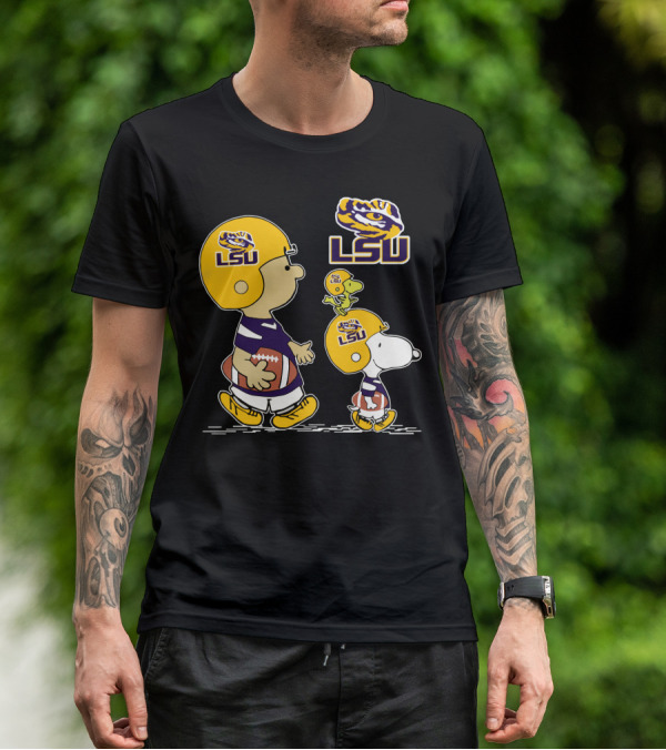 Lsu Tigers Football Peanuts Characters In Helmets T-Shirt