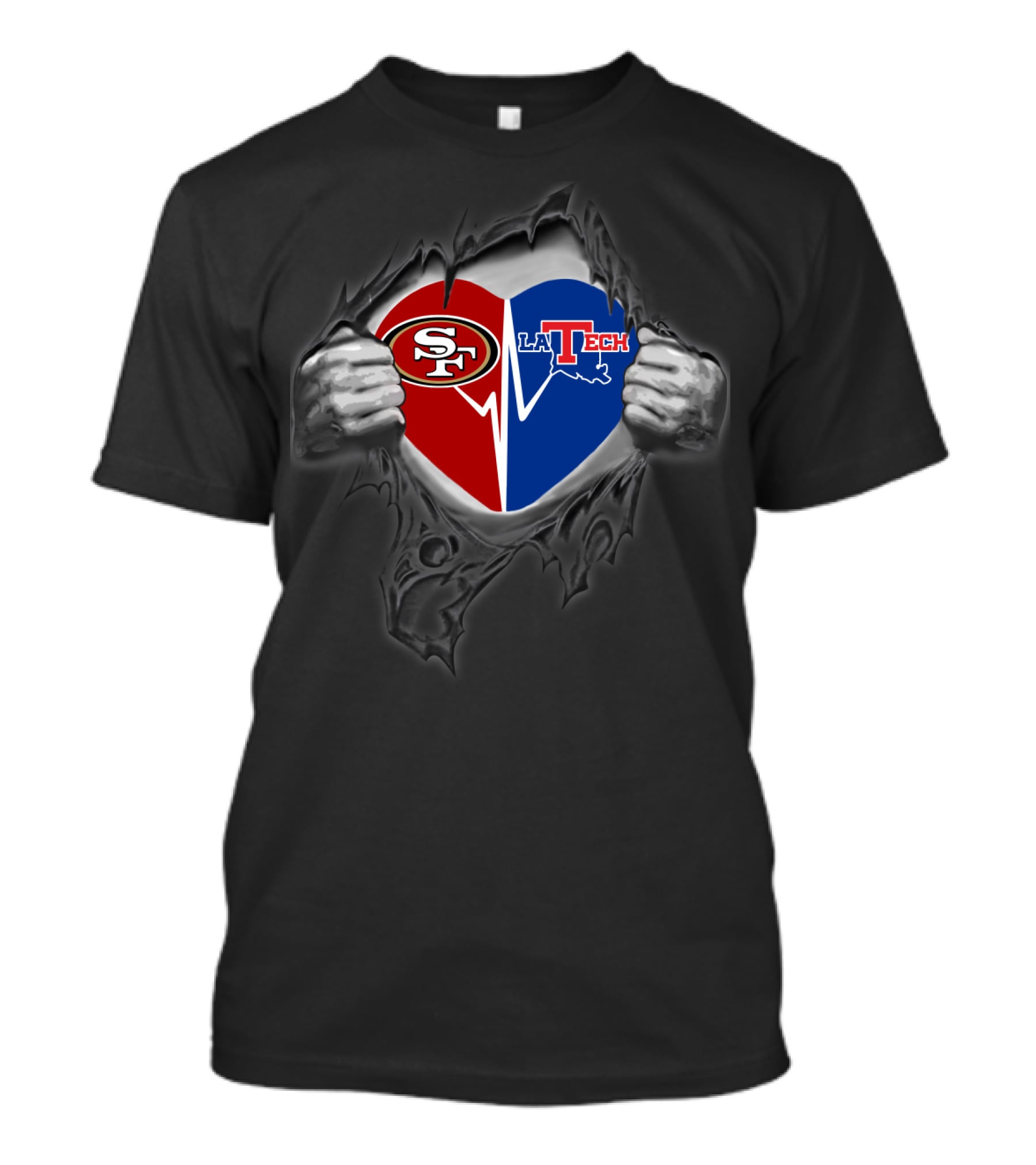 San Francisco 49ers La Tech Bulldogs Heart T-Shirt