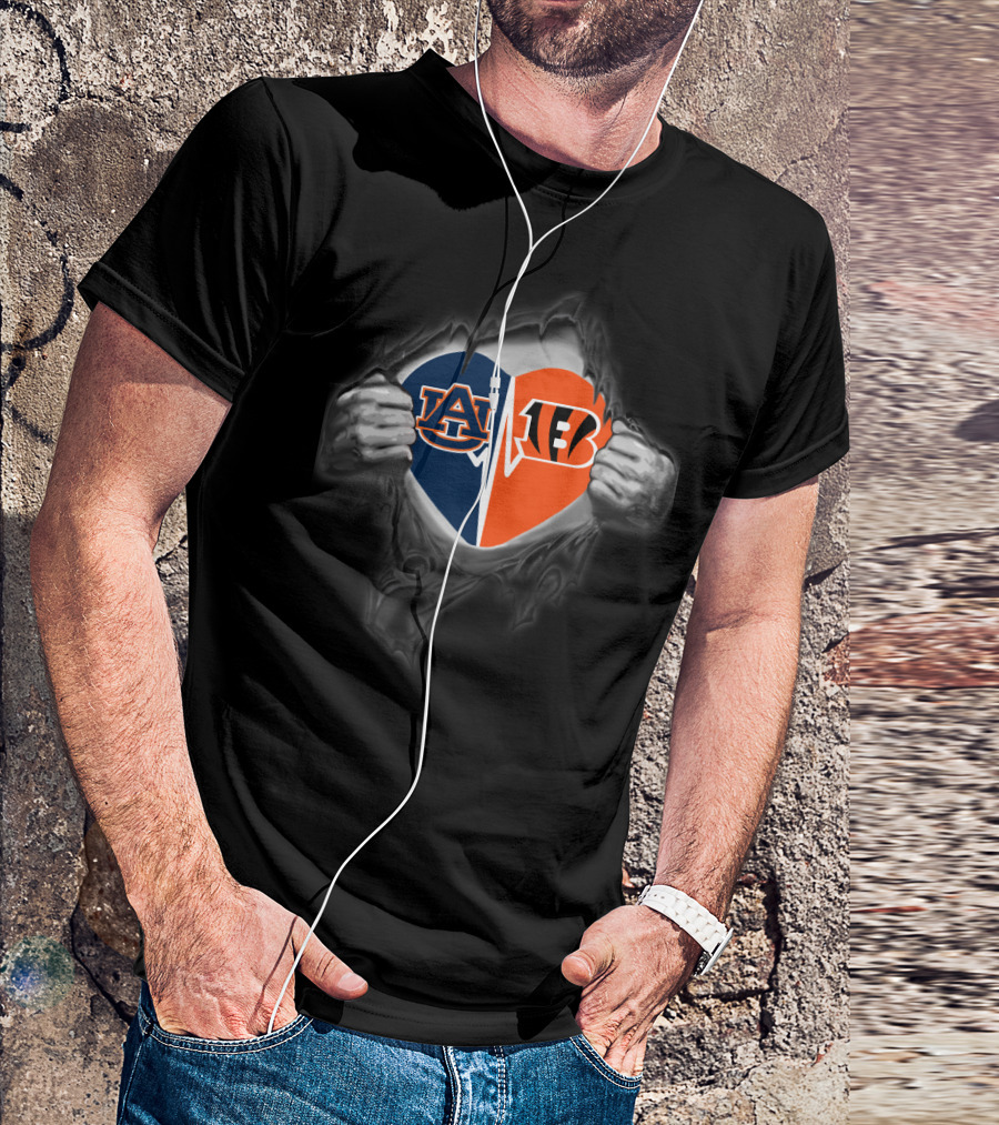 Auburn Tigers Cincinnati Bengals Heart T-Shirt