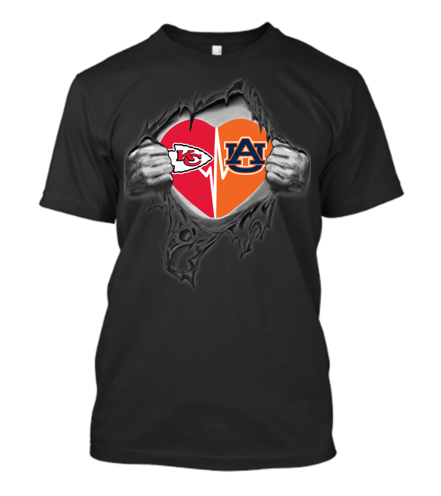 Kansas City Chiefs Auburn University Heartbeat T-Shirt