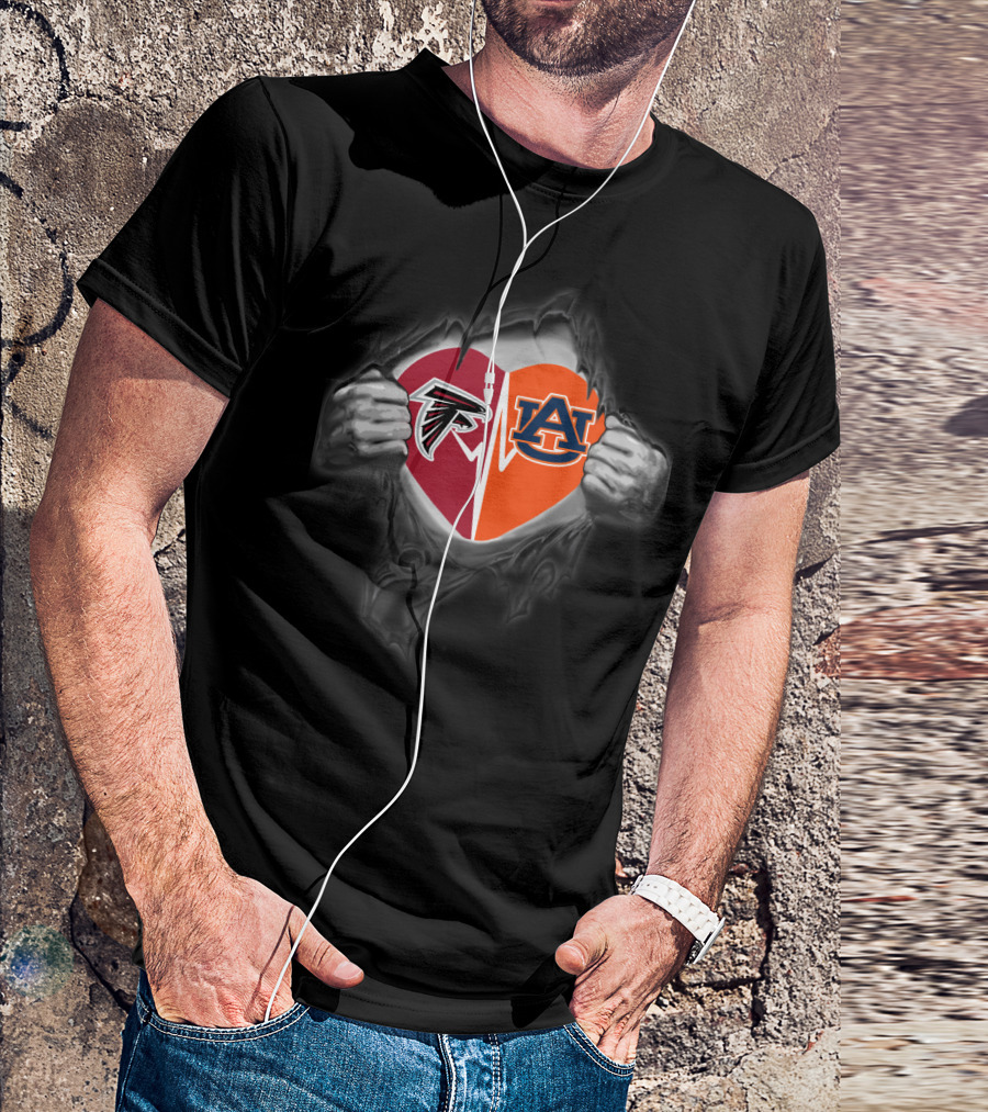Atlanta Falcons Auburn Tigers Heart Split T-Shirt