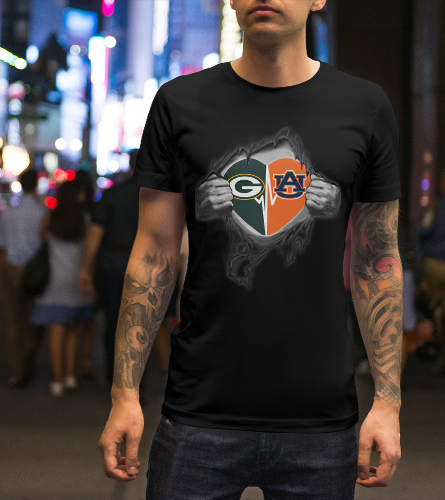 Green Bay Packers Auburn University Heart Logo Fusion T-Shirt