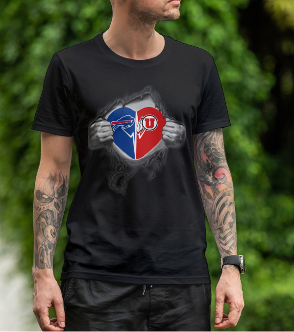 Buffalo Bills Utah Utes Heart Tear T-Shirt