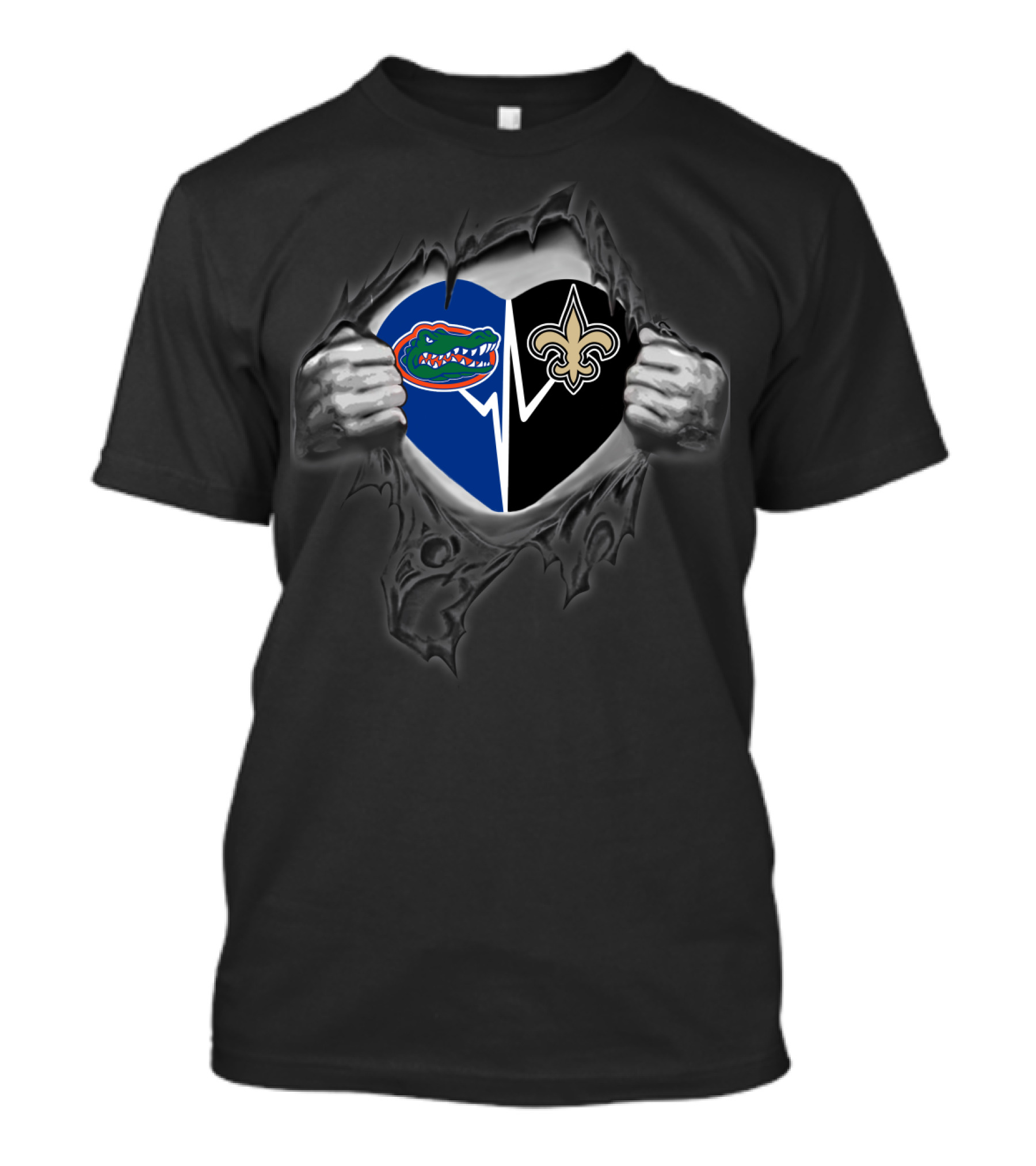 Florida Gators New Orleans Saints Heart Torn T-Shirt