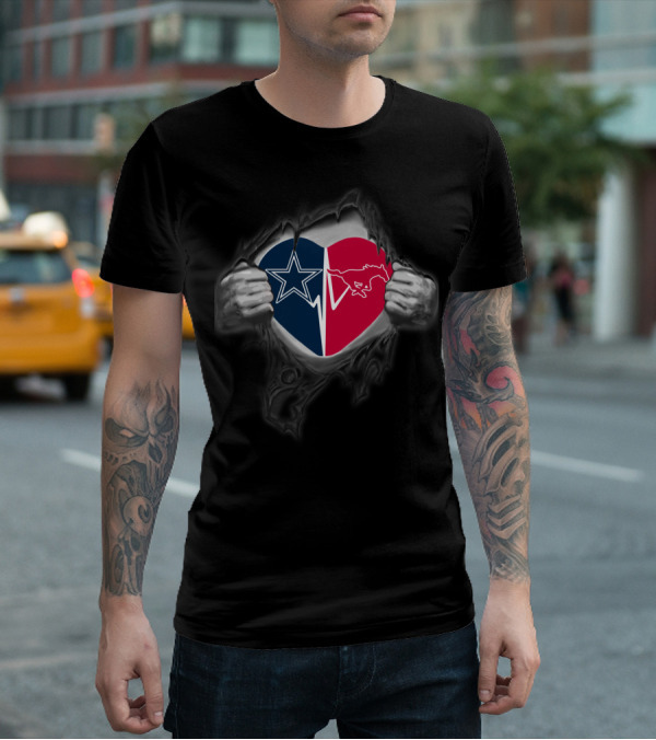 Cowboys Star And Smu Mustangs Heart T-Shirt
