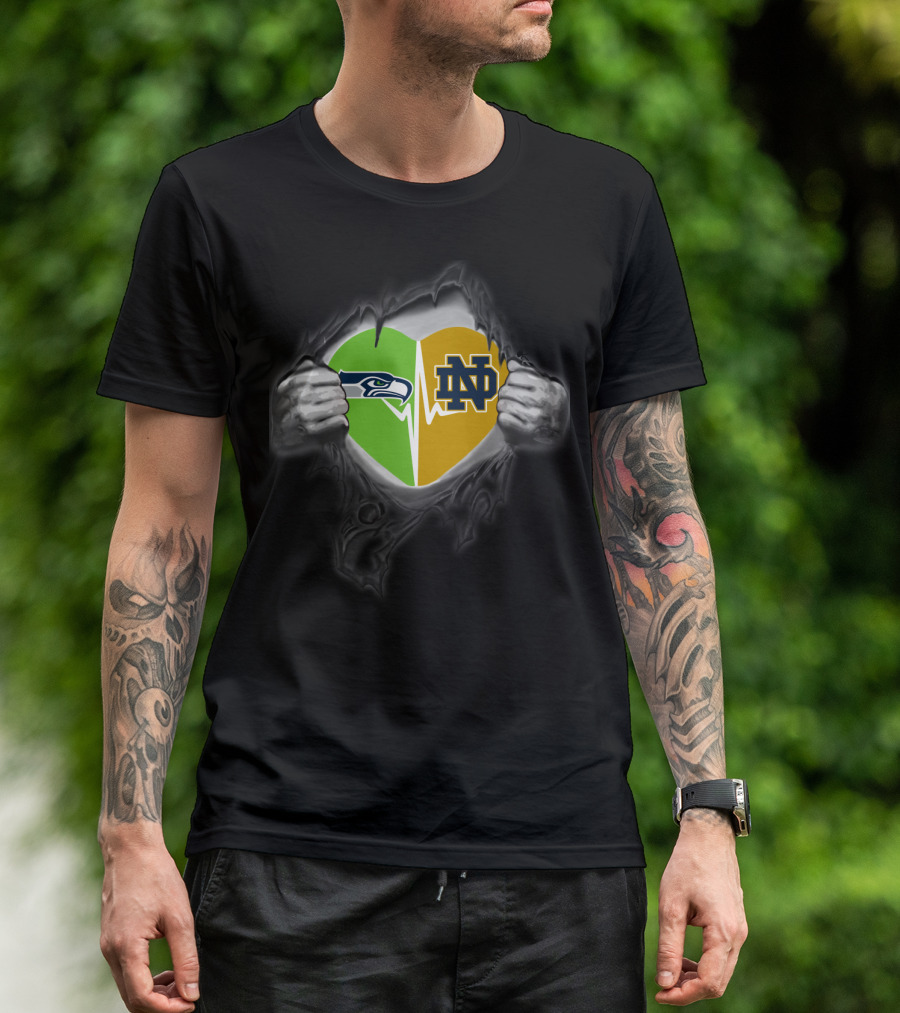 Seahawks Notre Dame Heart Logo Combo T-Shirt