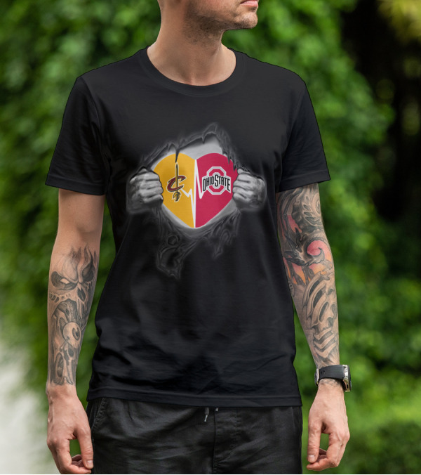 Cleveland Cavaliers Ohio State Buckeyes Heart Symbol T-Shirt