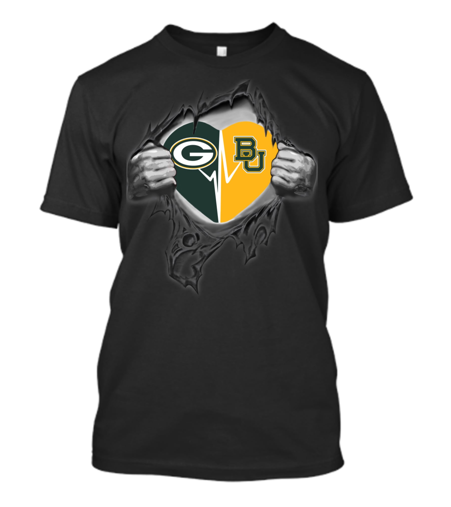 Packers Baylor Bears Heart Dual T-Shirt