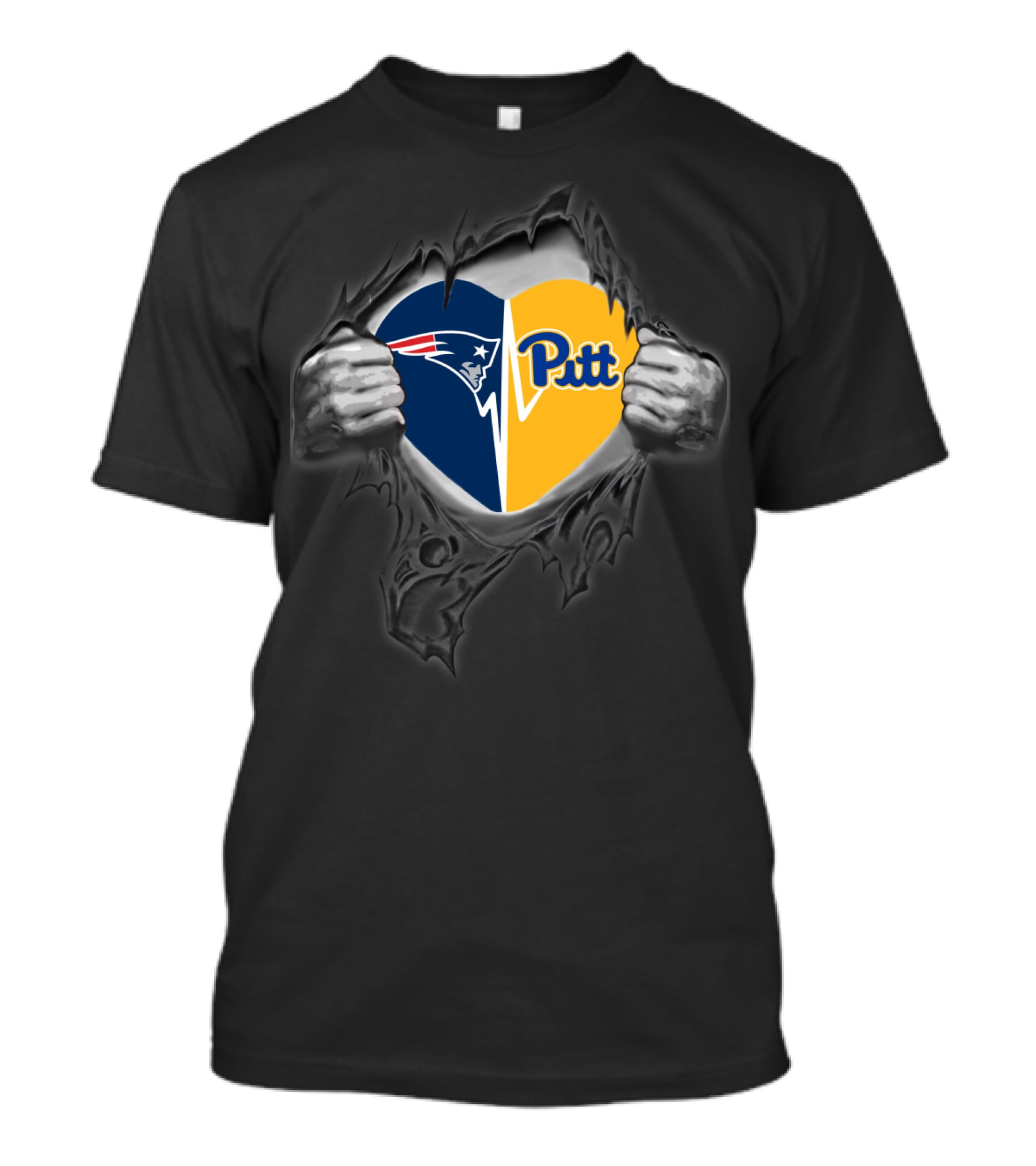 Patriots Heart Pitt Panthers Split T-Shirt