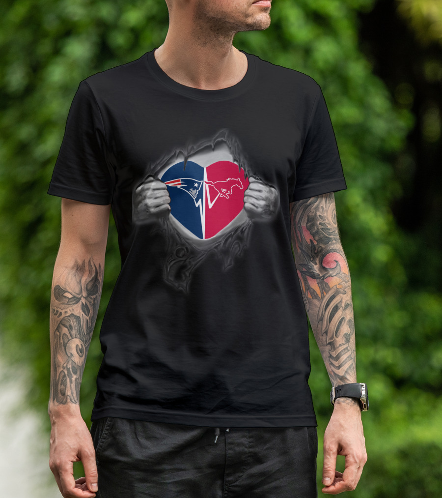 Patriots New England Football Smu Mustangs Heart T-Shirt