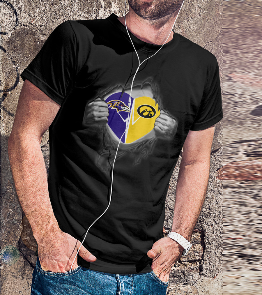Baltimore Ravens Iowa Hawkeyes Heart T-Shirt