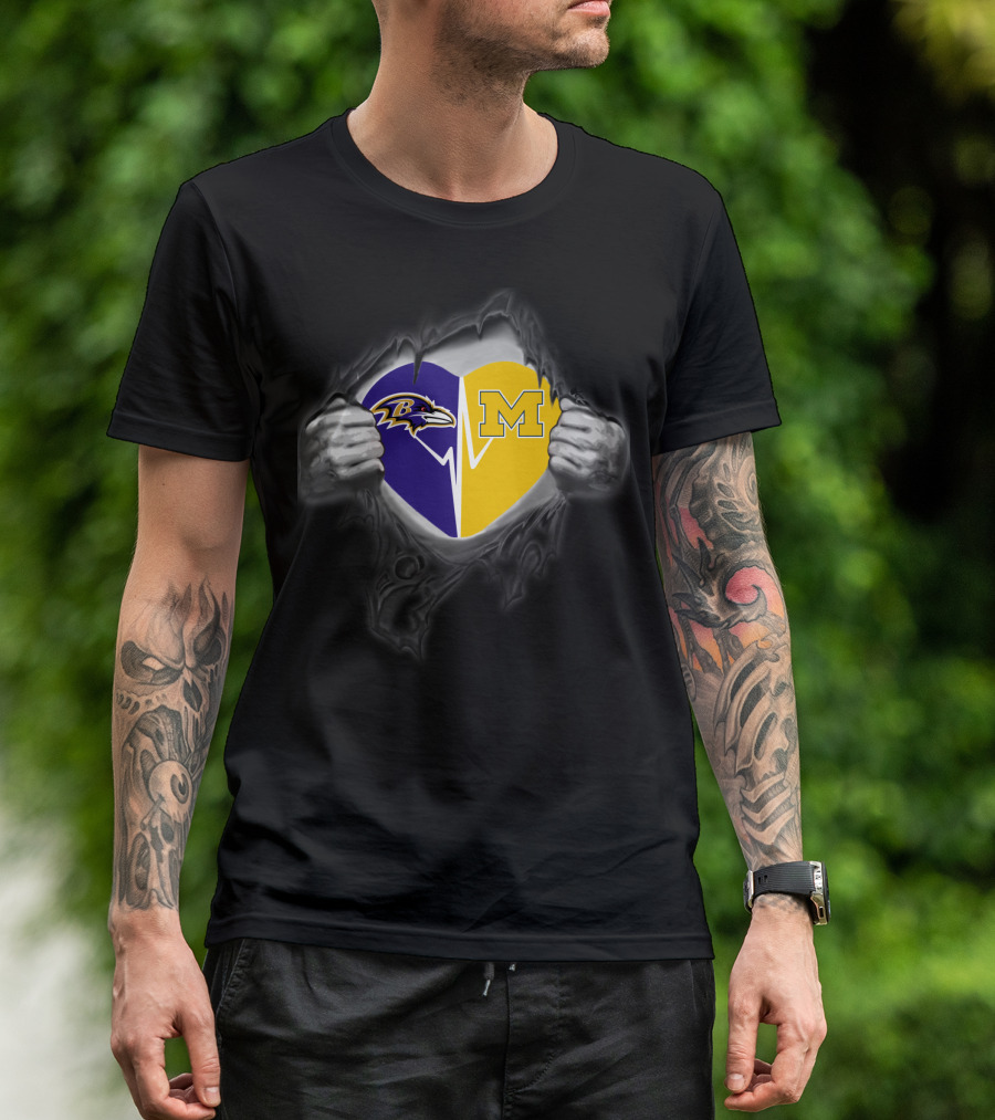 Ravens Heart Michigan Wolverines T-Shirt