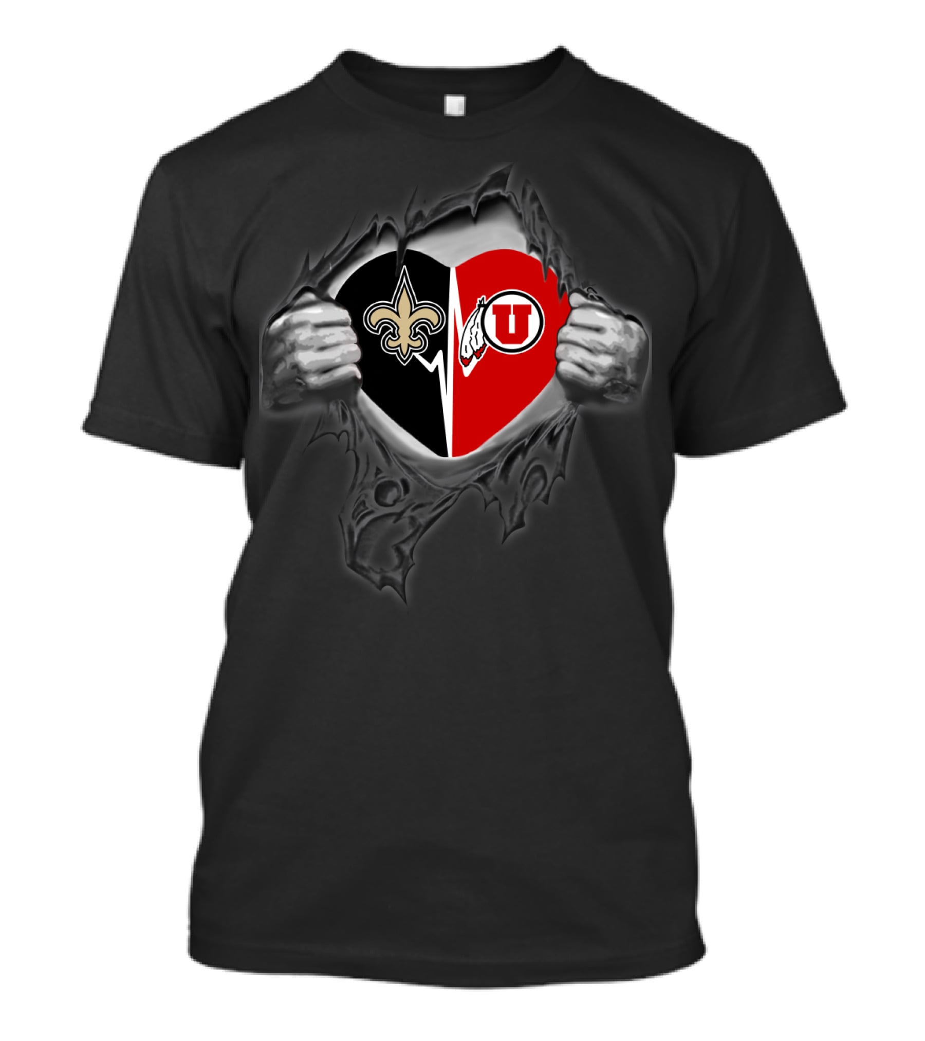 Saints Fleur-De-Lis Utah Utes Football Heart T-Shirt
