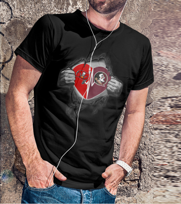 Seminoles Buccaneers Heartbeat Split T-Shirt