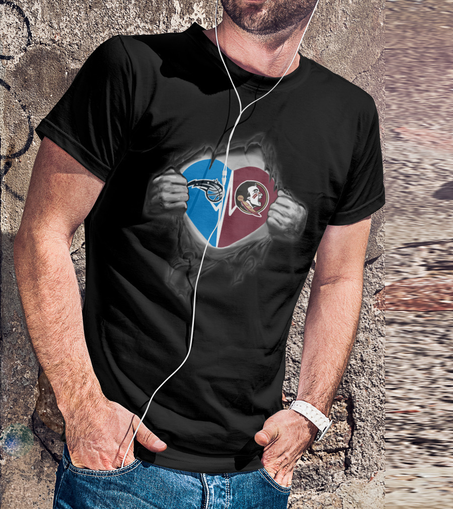 Orlando Magic Seminoles Heart Split T-Shirt