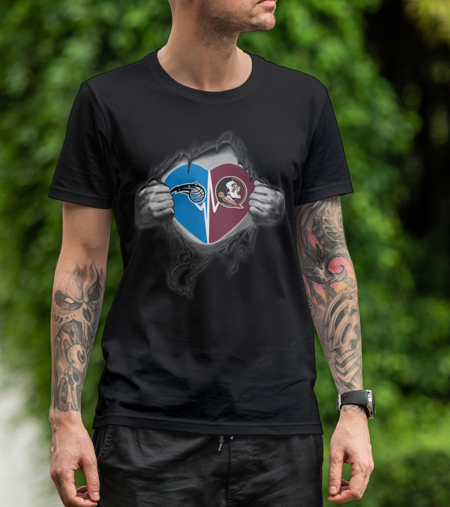 Orlando Magic Seminoles Heart Split T-Shirt