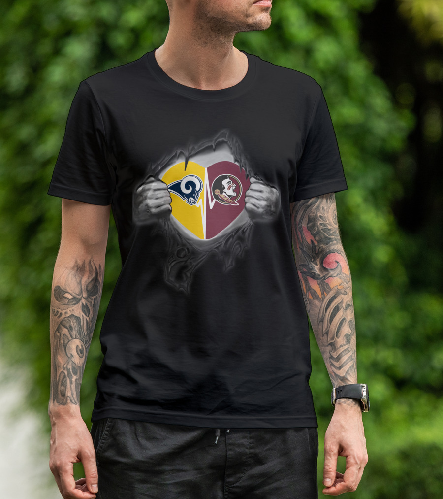 Seminoles Rams Heart Split T-Shirt