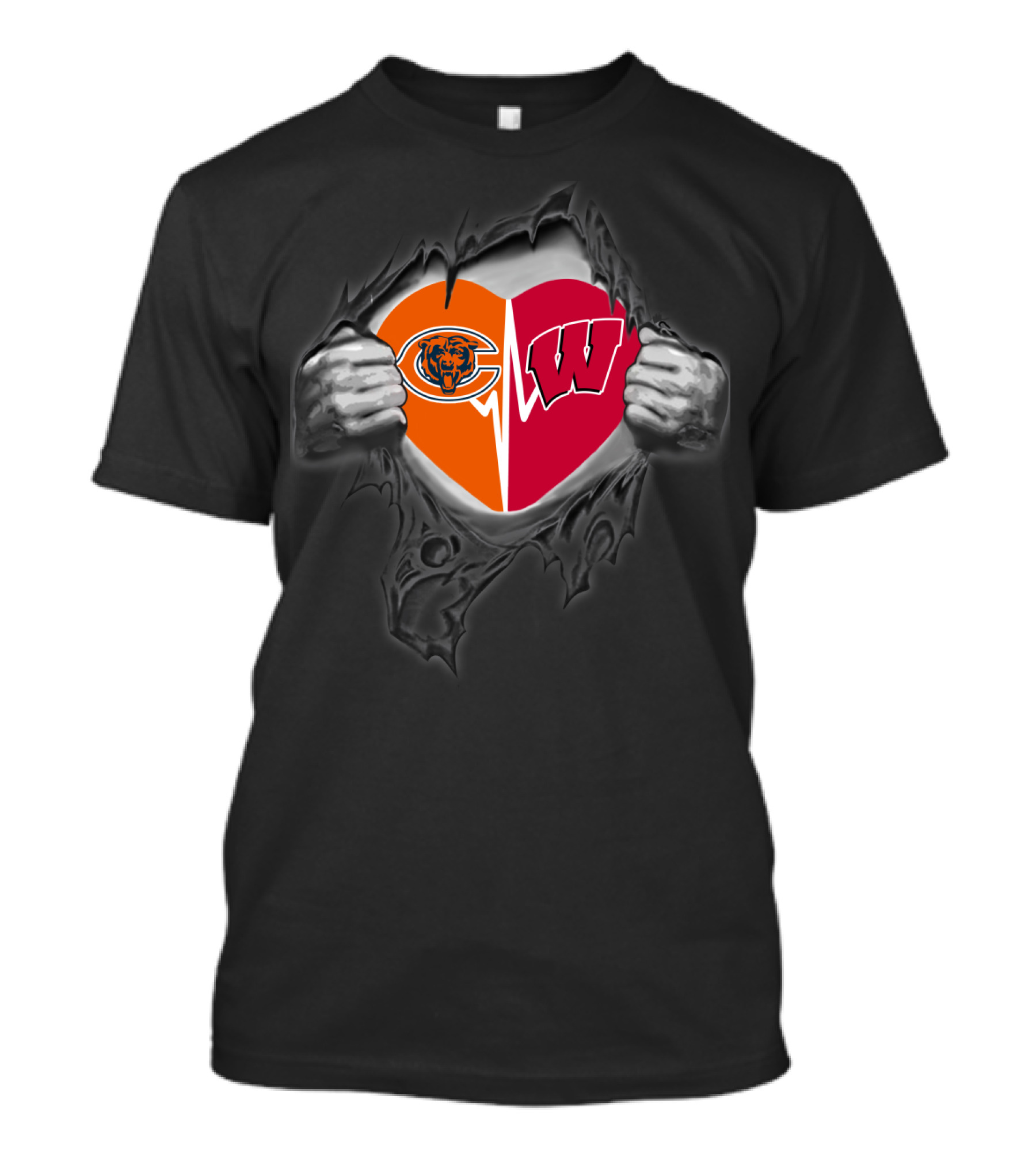 Chicago Bears Wisconsin Badgers Heart T-Shirt