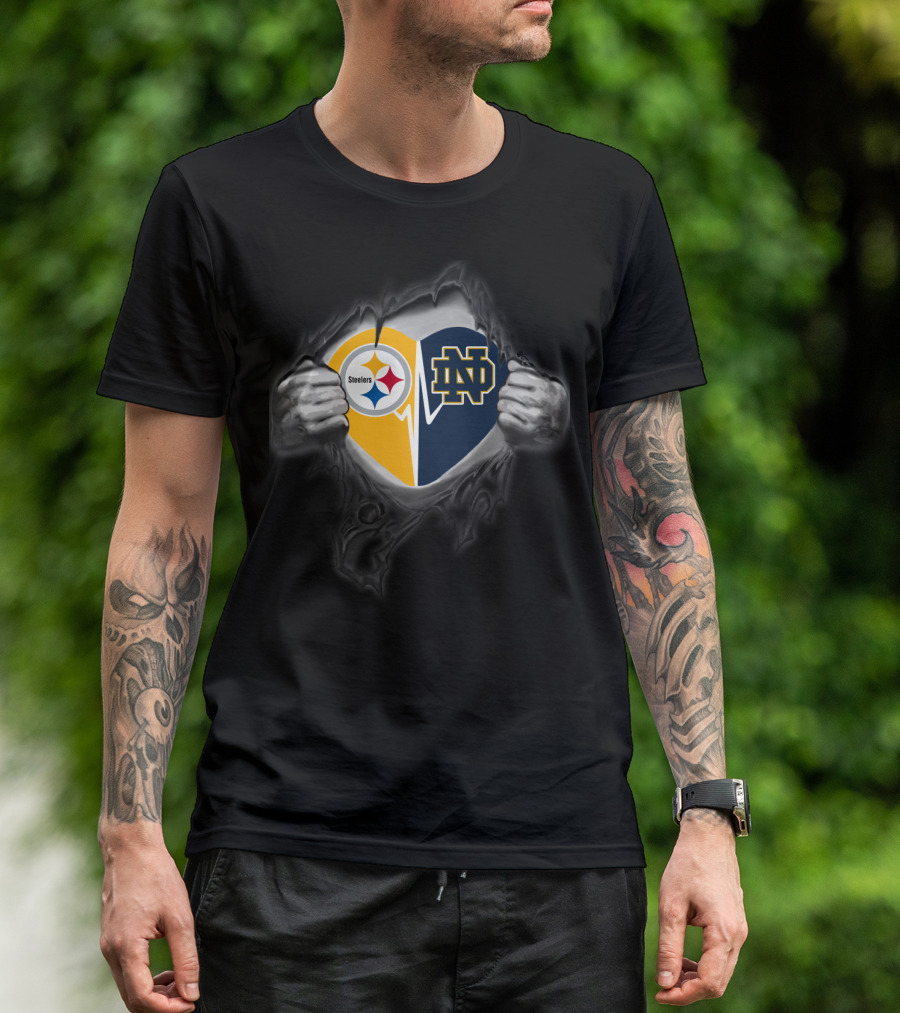 Steelers Notre Dame Heart Logo Fusion T-Shirt