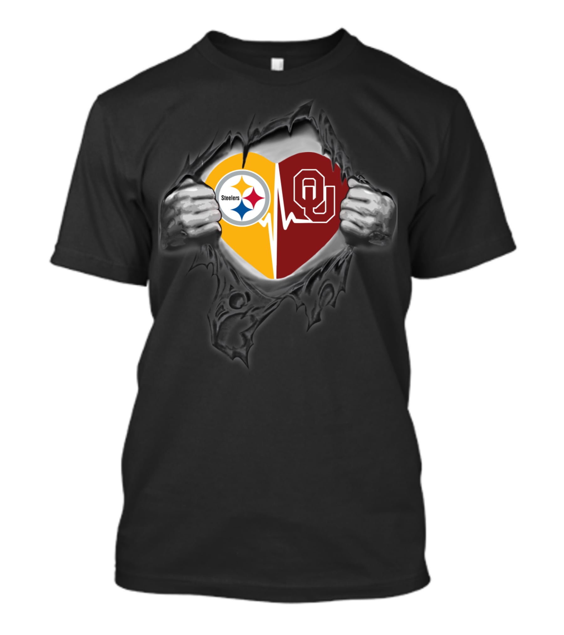 Steelers Heartbeat Oklahoma Sooners Fan Pride T-Shirt