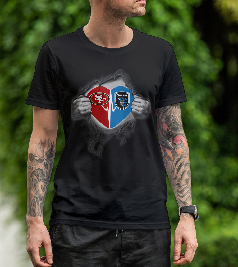 49ers Sf Heart San Jose Earthquakes Quakes Heart T-Shirt