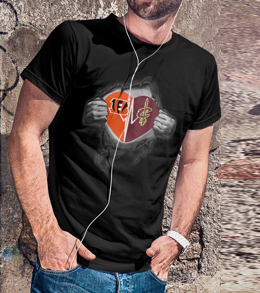 Bengals Cavaliers Heart Split T-Shirt