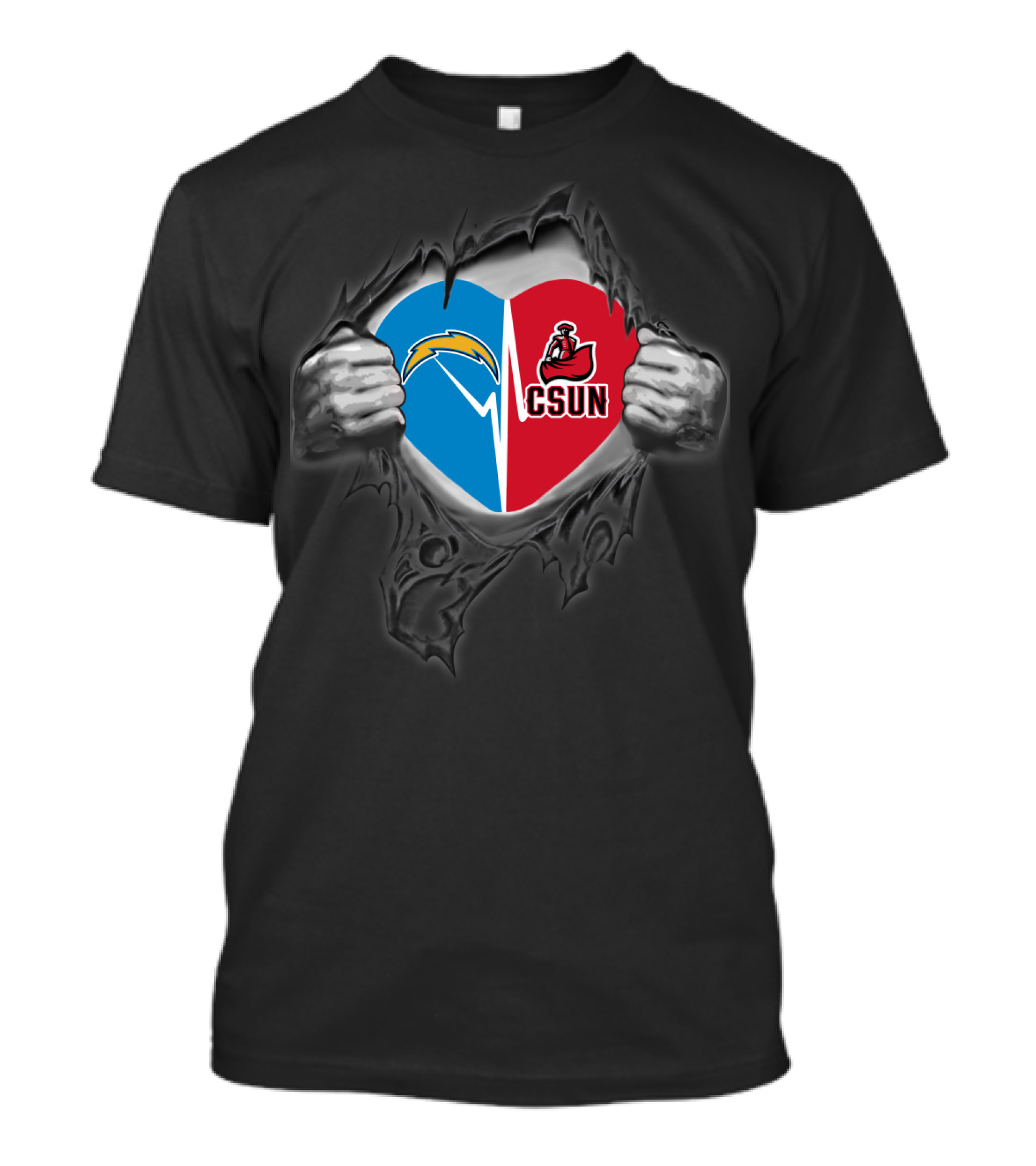 Chargers Csun Matadors Heart Split T-Shirt