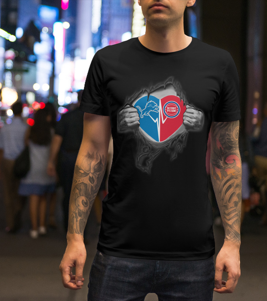 Heart Of Detroit Lions And Pistons T-Shirt