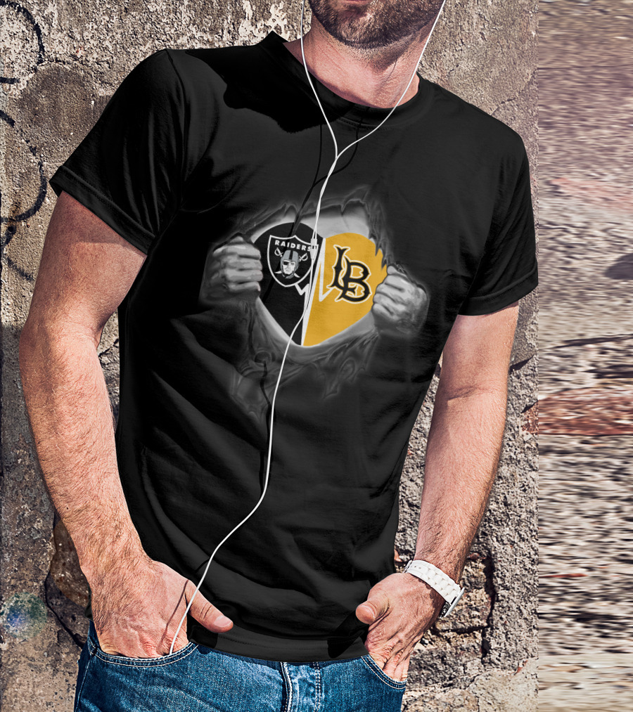 Raiders Lb Logo Black And Yellow Fusion T-Shirt