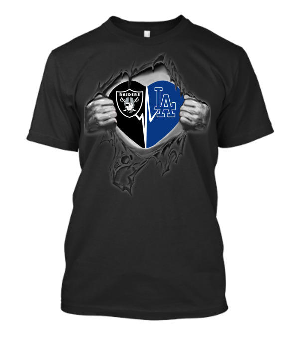 Raiders La Dodgers Heart Tear T-Shirt