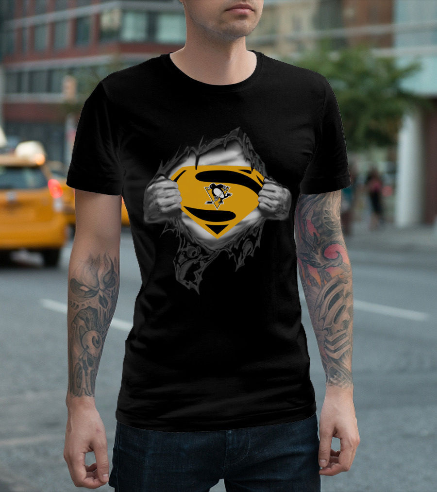 Superman Pittsburgh Penguins Logo Emblem T-Shirt
