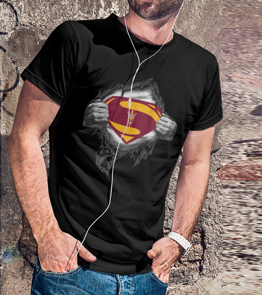 Superman Logo With Arizona State Sun Devils Theme T-Shirt