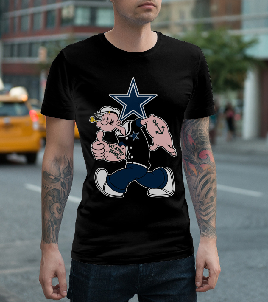 Dallas Cowboys Navy Star Popeye My Story Designs T-Shirt