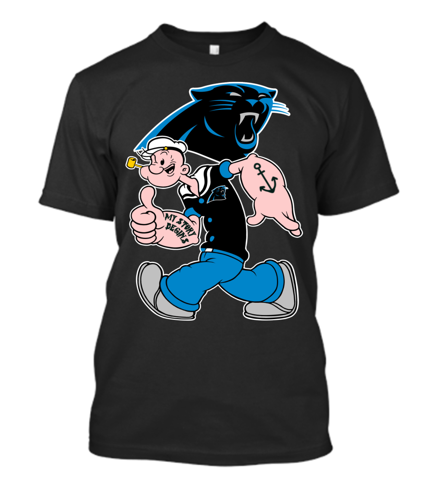 Carolina Panthers My Story Designs Popeye Anchor T-Shirt