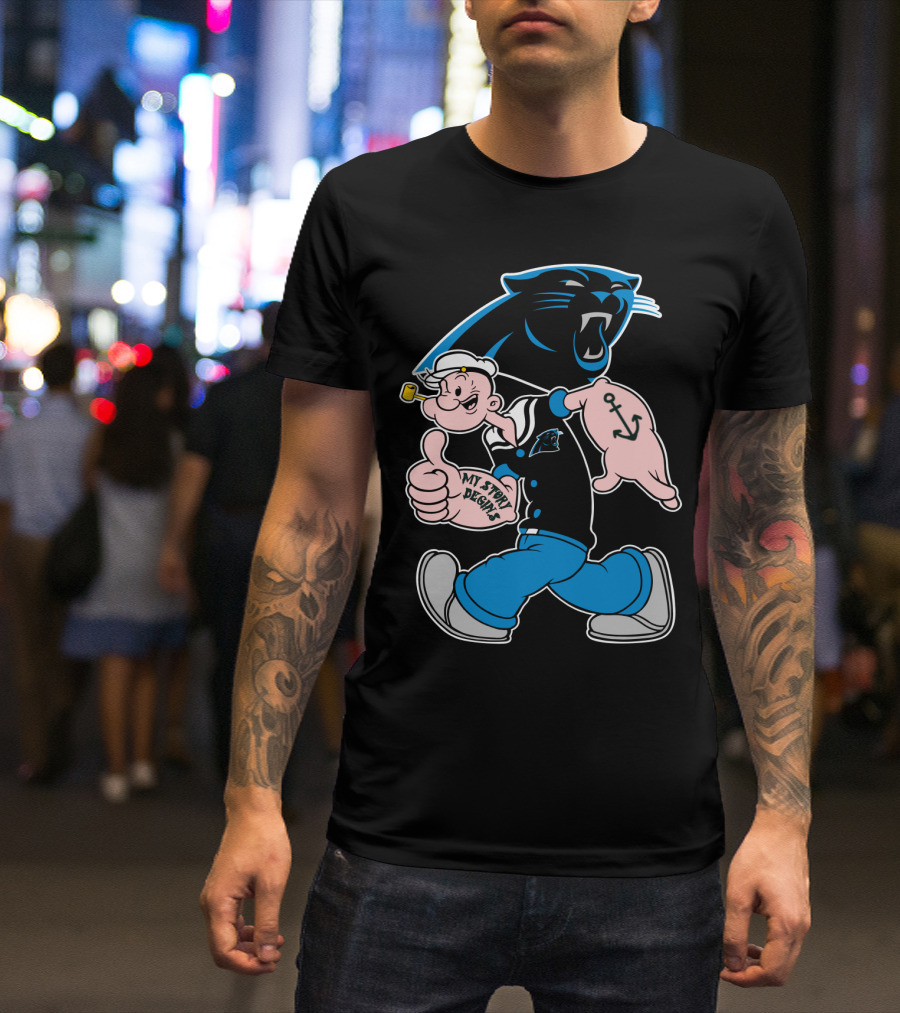 Carolina Panthers My Story Designs Popeye Anchor T-Shirt