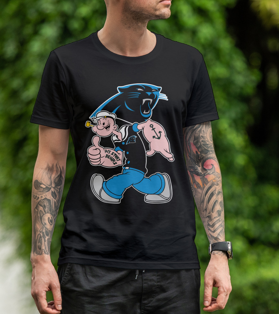 Carolina Panthers My Story Designs Popeye Anchor T-Shirt